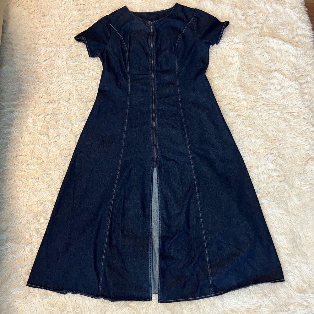 STYLEWE Women's Fall Cozy Navy Denim Midi Dress-Feminine Western-Streetwear-VTG